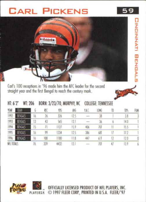 1997 Fleer Football "Main Set" Base Cards - Picture 41 of 187