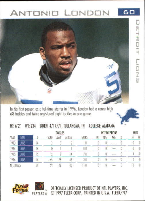 1997 Fleer Football "Main Set" Base Cards - Picture 43 of 187
