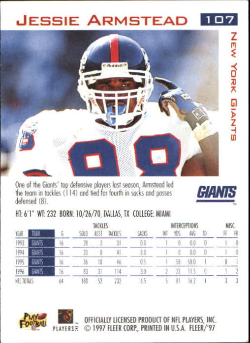 1997 Stadium Club - [Base] #126 - Jessie Armstead