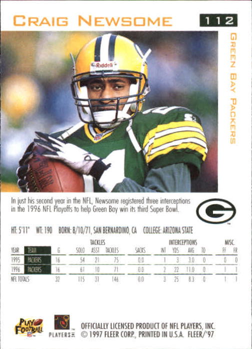 1997 Fleer Football "Main Set" Base Cards - Picture 49 of 187
