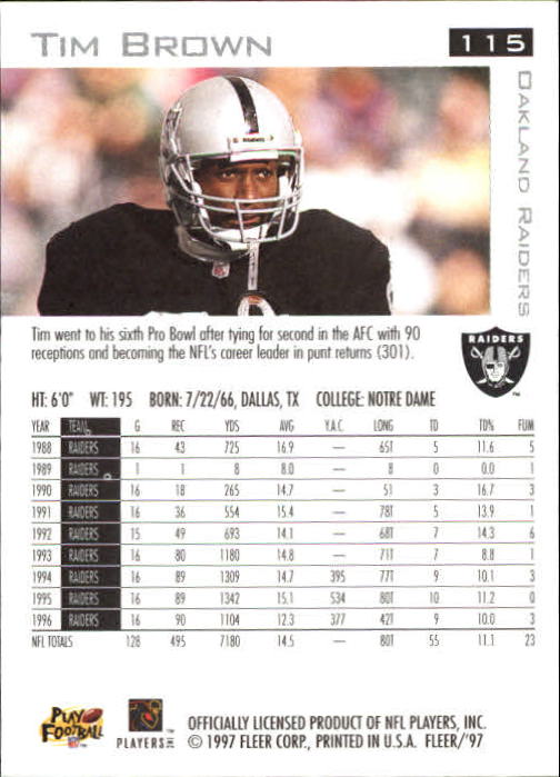 1997 Fleer Football "Main Set" Base Cards - Picture 53 of 187