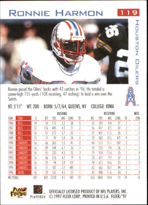 1997 Fleer Football "Main Set" Base Cards - Picture 59 of 187