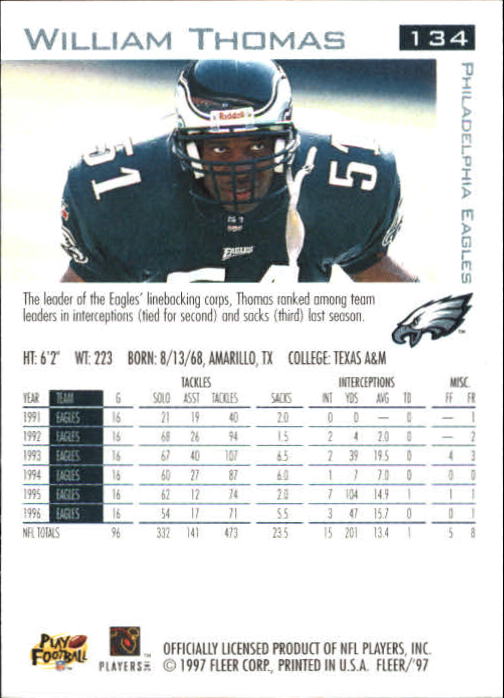 1997 Fleer Football "Main Set" Base Cards - Picture 65 of 187