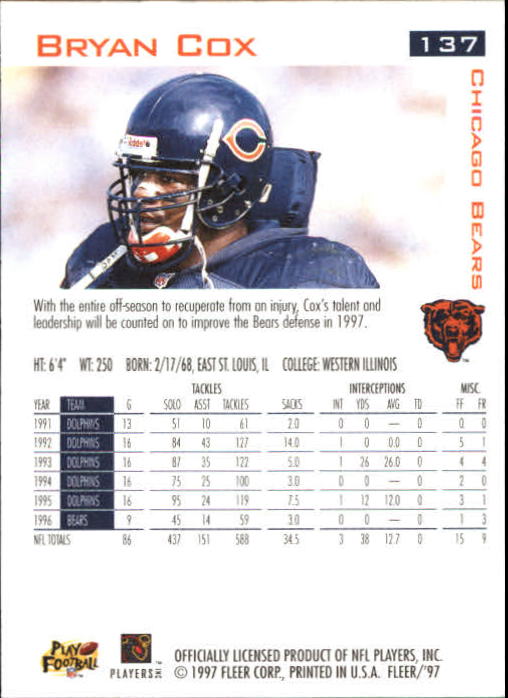 1997 Fleer Football "Main Set" Base Cards - Picture 67 of 187