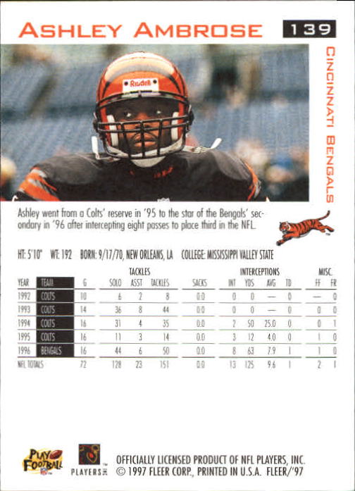 1997 Fleer Football "Main Set" Base Cards - Picture 69 of 187