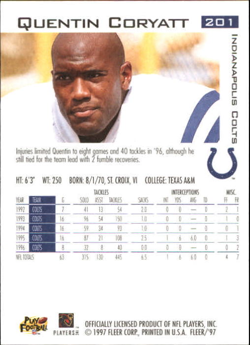 1997 Fleer Football "Main Set" Base Cards - Picture 95 of 187