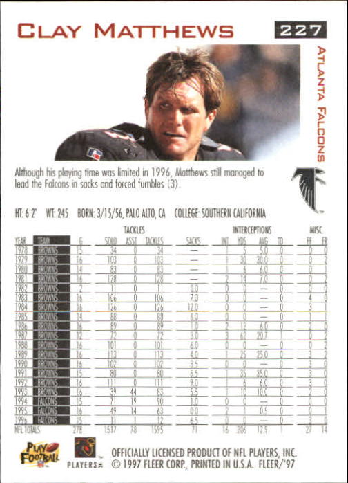 1997 Fleer Football "Main Set" Base Cards - Picture 107 of 187
