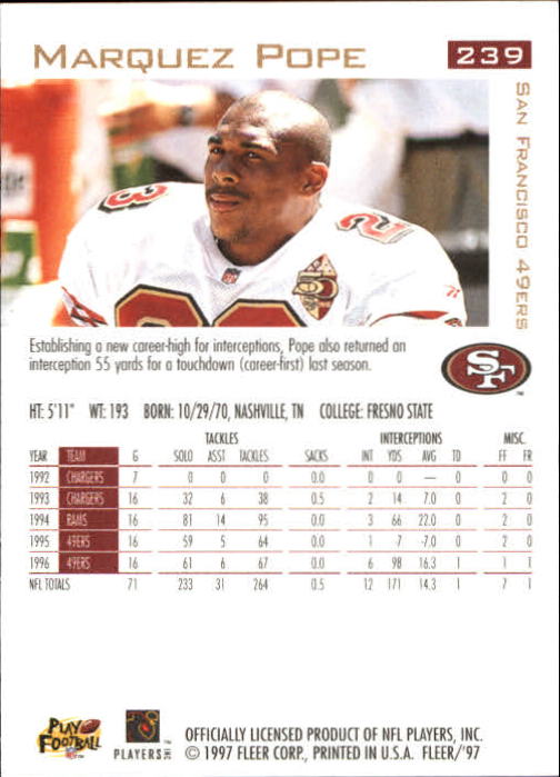 1997 Fleer Football "Main Set" Base Cards - Picture 115 of 187