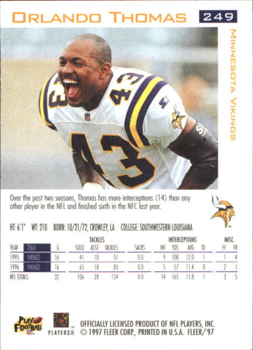 1997 Fleer Football "Main Set" Base Cards - Picture 119 of 187