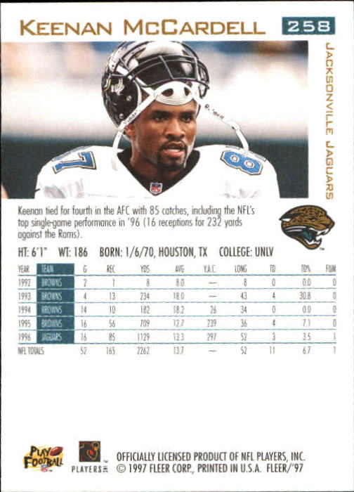 1997 Fleer Football "Main Set" Base Cards - Picture 123 of 187