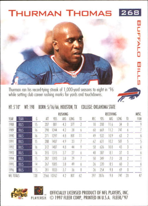 1997 Fleer Football "Main Set" Base Cards - Picture 125 of 187