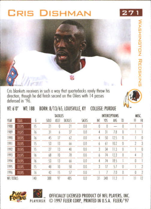 1997 Fleer Football "Main Set" Base Cards - Picture 127 of 187
