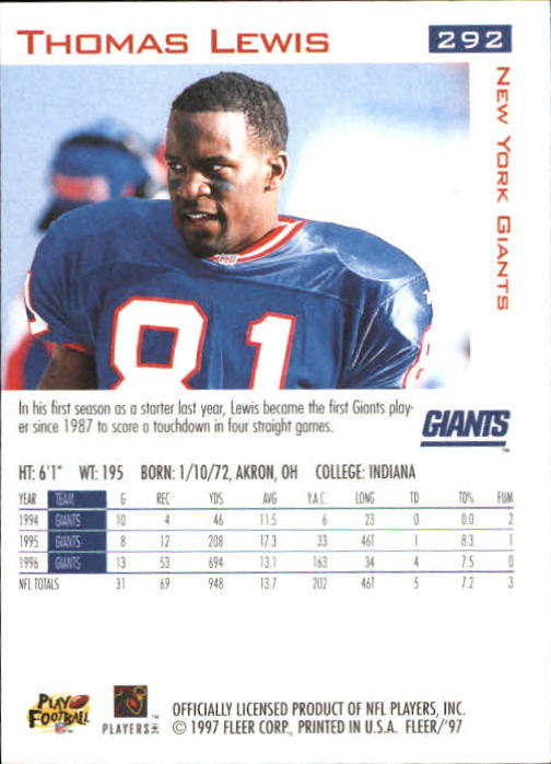 1997 Fleer Football "Main Set" Base Cards - Picture 131 of 187
