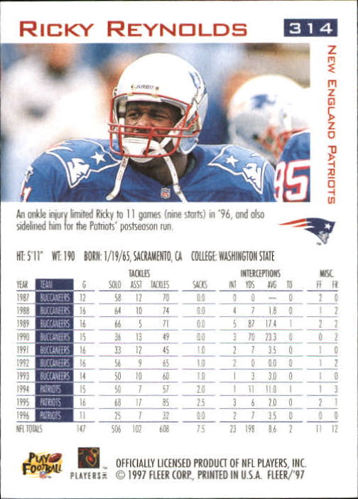 1997 Fleer Football "Main Set" Base Cards - Picture 139 of 187