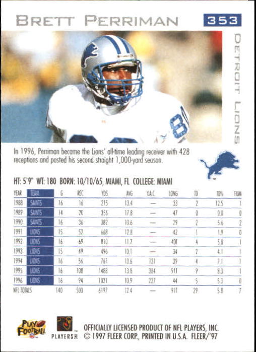 1997 Fleer Football "Main Set" Base Cards - Picture 153 of 187
