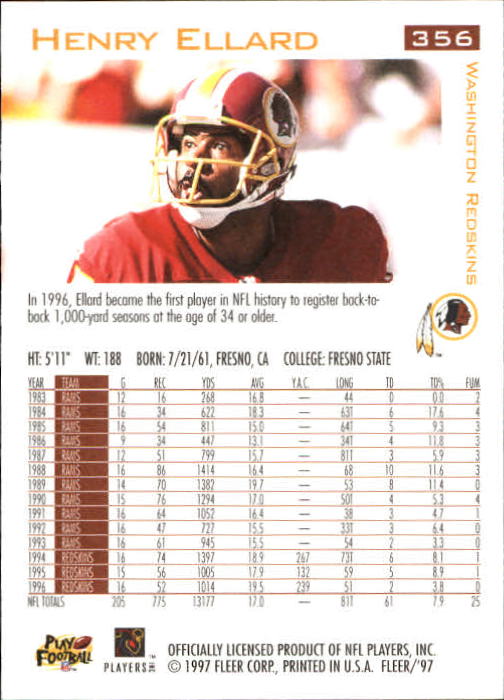 1997 Fleer Football "Main Set" Base Cards - Picture 157 of 187