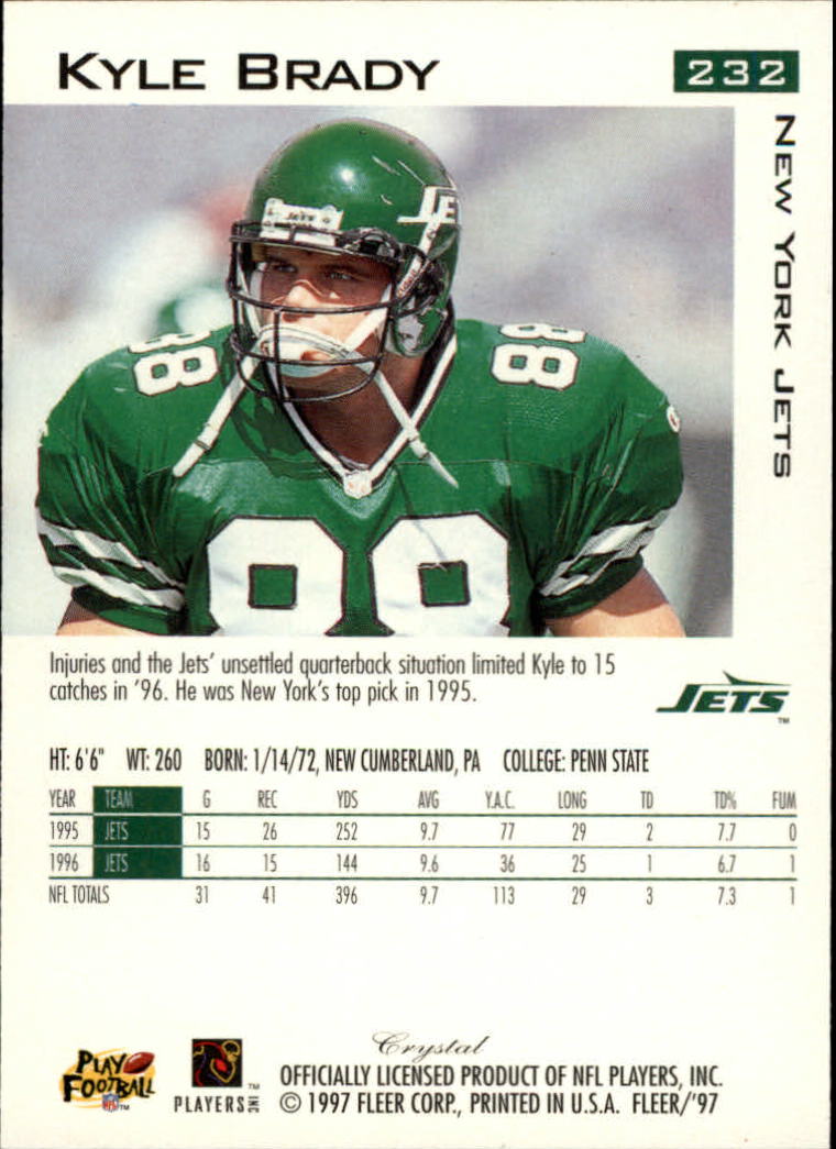 RC-MT KYLE BRADY •Jets Rookie Action Picks Jets Action Packed 1995 Pinnacle  #94