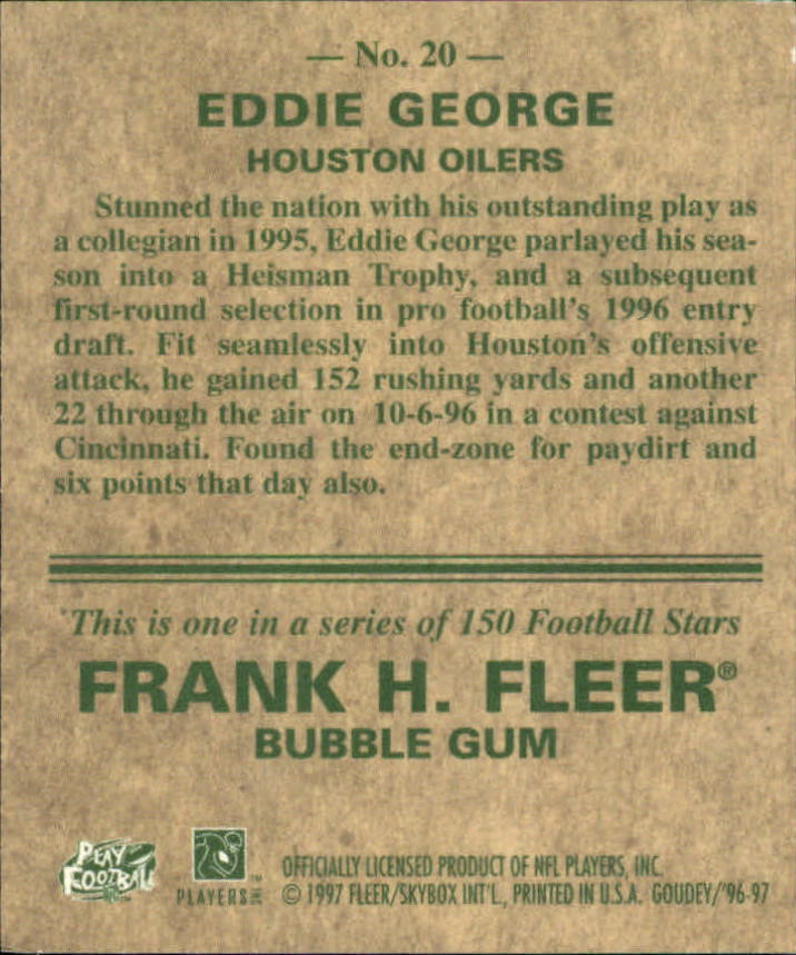 1997 Fleer Goudey #20 Eddie George back image