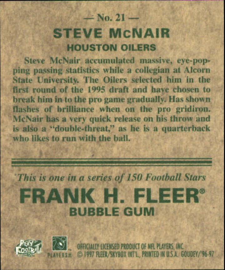1997 Fleer Goudey #21 Steve McNair back image