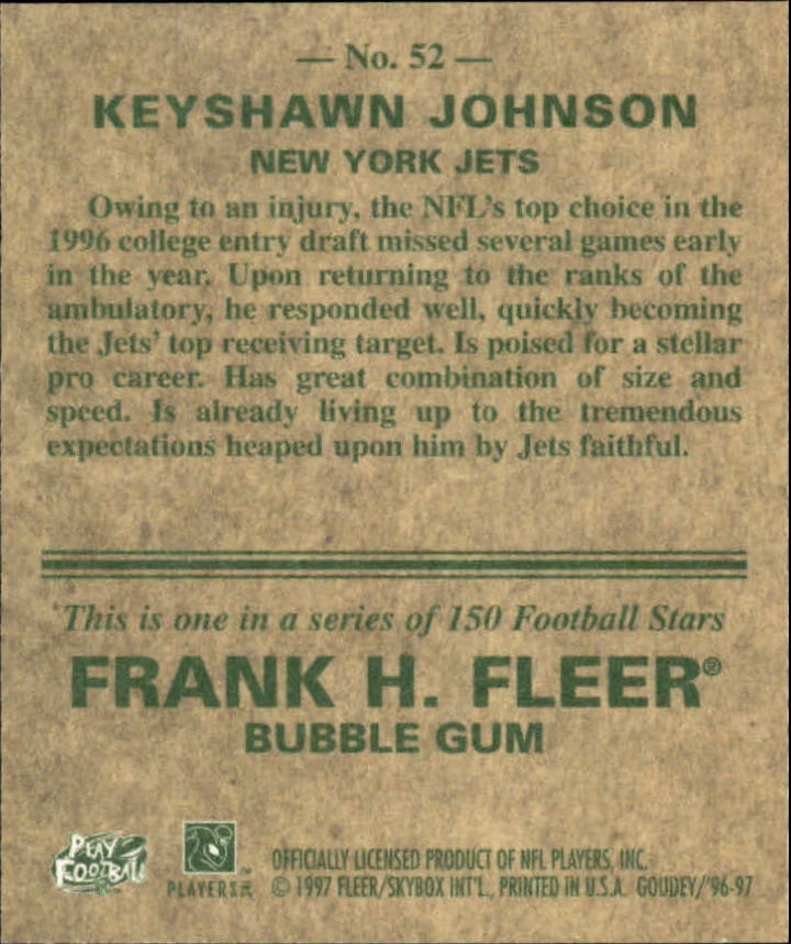 1997 Fleer Goudey #52 Keyshawn Johnson back image