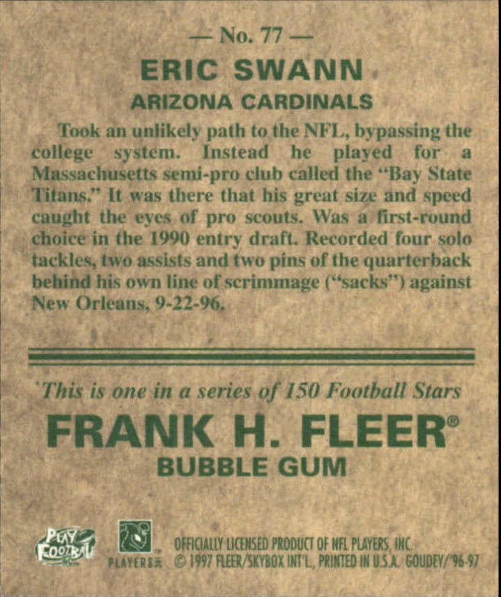 1997 Fleer Goudey #77 Eric Swann back image