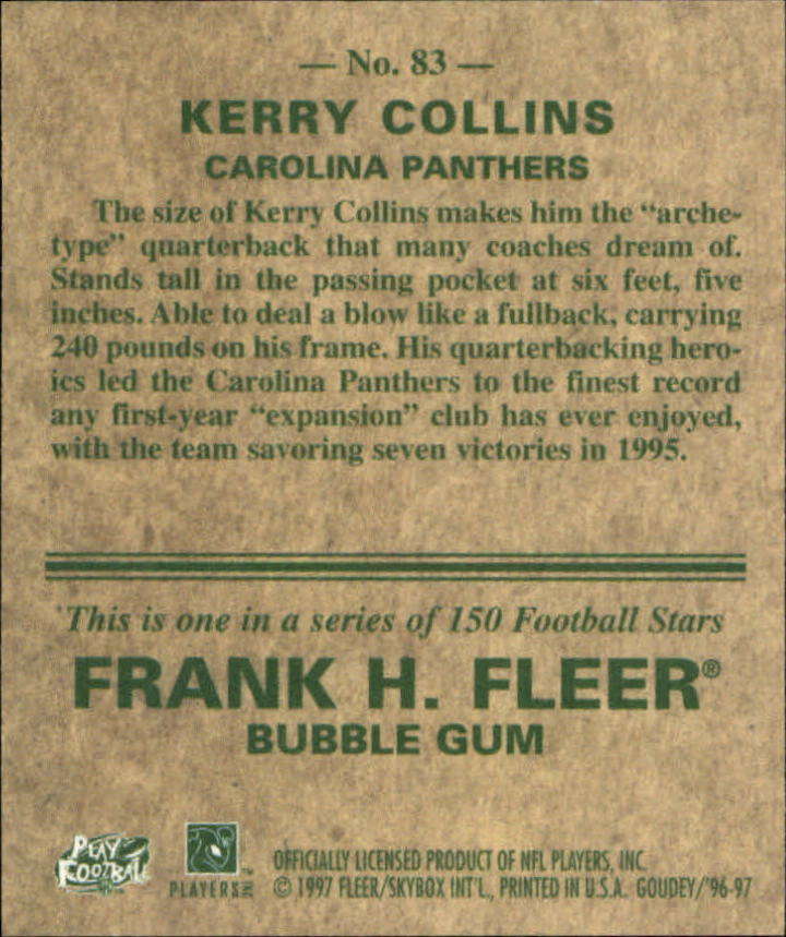 1997 Fleer Goudey #83 Kerry Collins back image