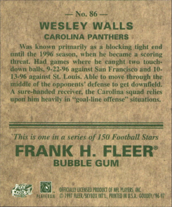 1997 Fleer Goudey #86 Wesley Walls back image