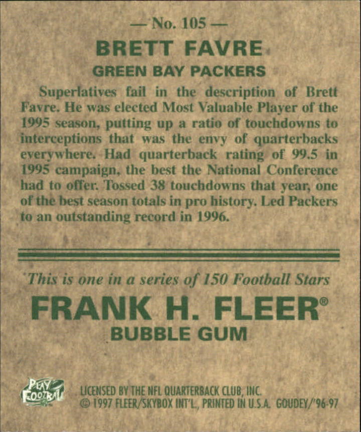 1997 Fleer Goudey #105 Brett Favre back image