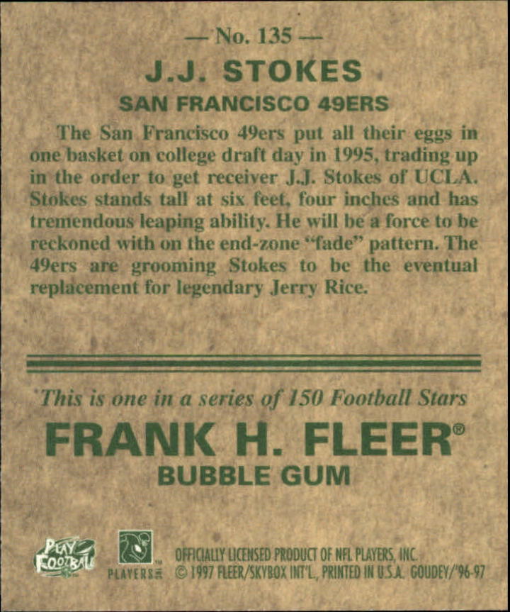1997 Fleer Goudey #135 J.J. Stokes back image