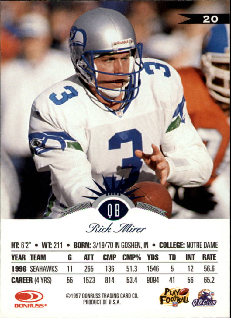 1997 Leaf #20 Rick Mirer back image