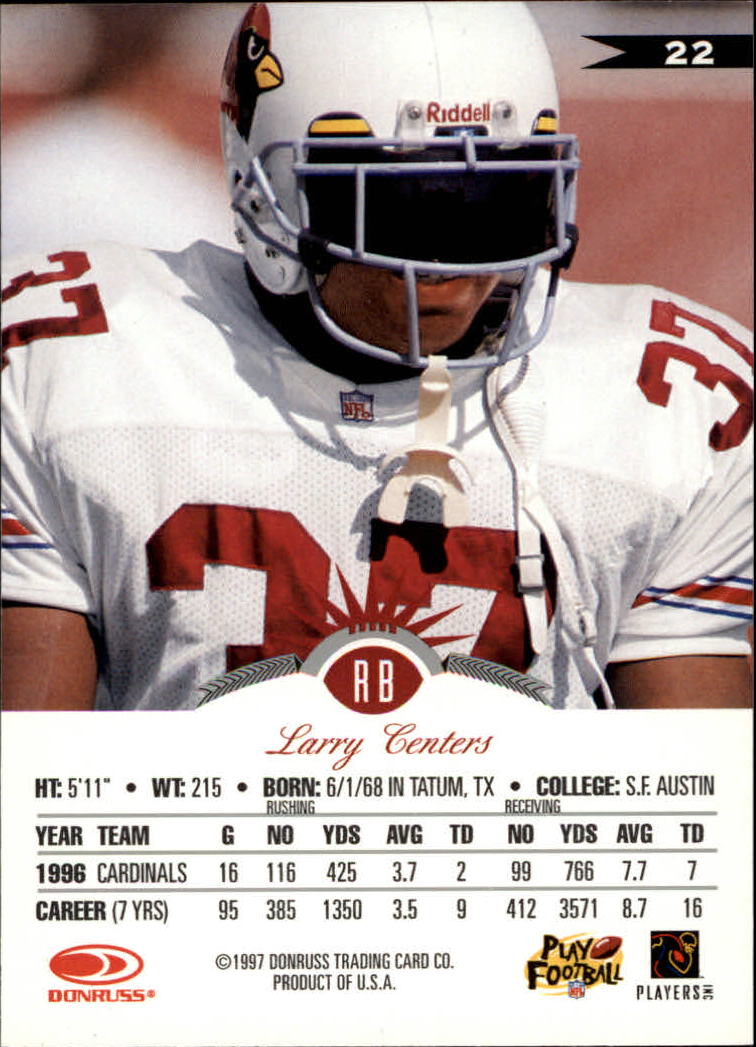 1997 Leaf #22 Larry Centers back image