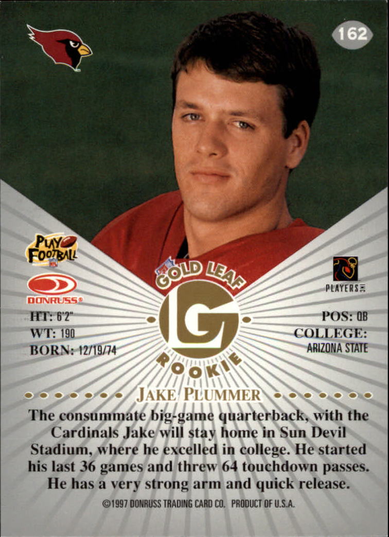 1997 Leaf #162 Jake Plummer RC back image