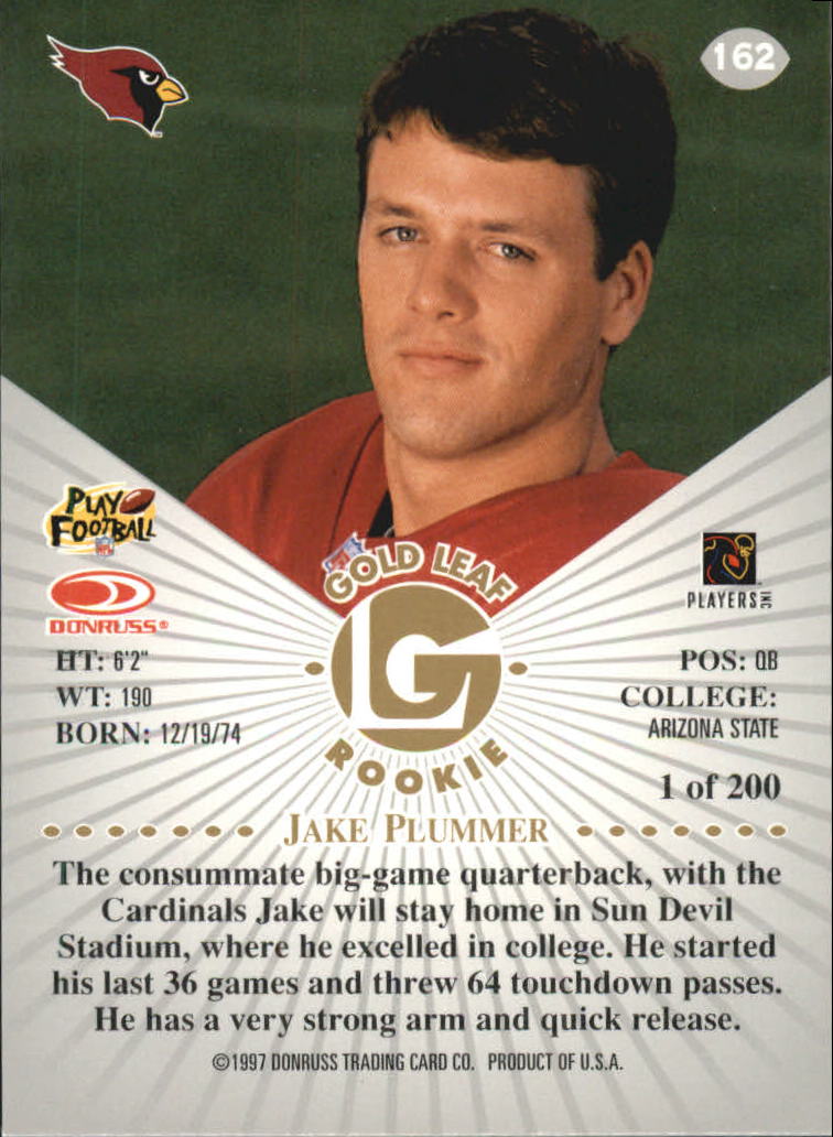 1997 Leaf Signature Proofs #162 Jake Plummer back image