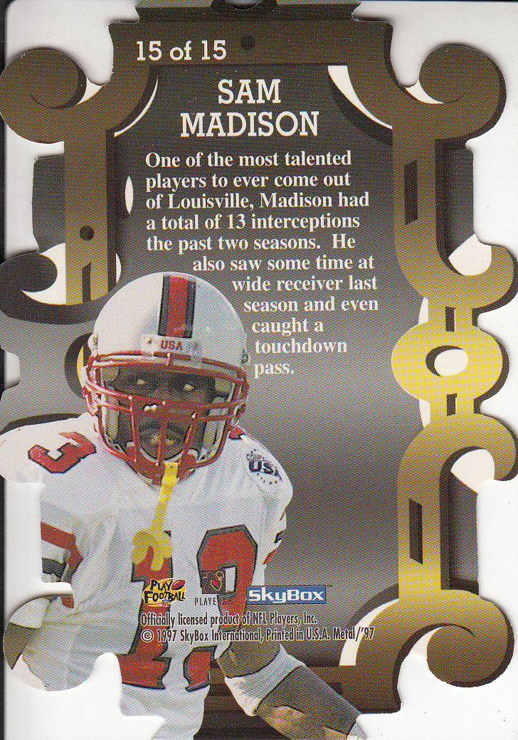 1997 Metal Universe Iron Rookies #15 Sam Madison back image