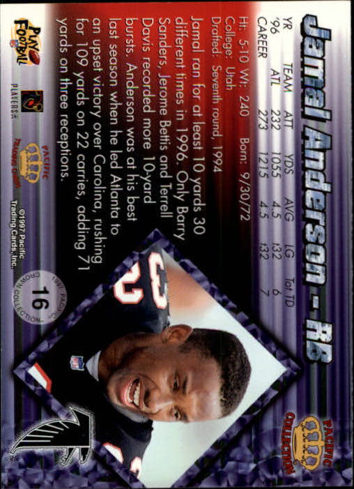 1997 Pacific #16 Jamal Anderson back image