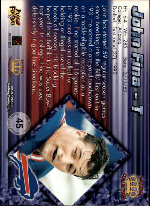 A9372- 1997 Pacific Football Cards 1-250 +Rookies -You Pick- 15+ FREE US SHIP - Picture 87 of 475