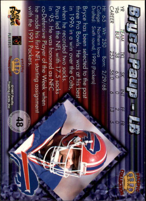 A9372- 1997 Pacific Football Cards 1-250 +Rookies -You Pick- 15+ FREE US SHIP - Picture 91 of 475