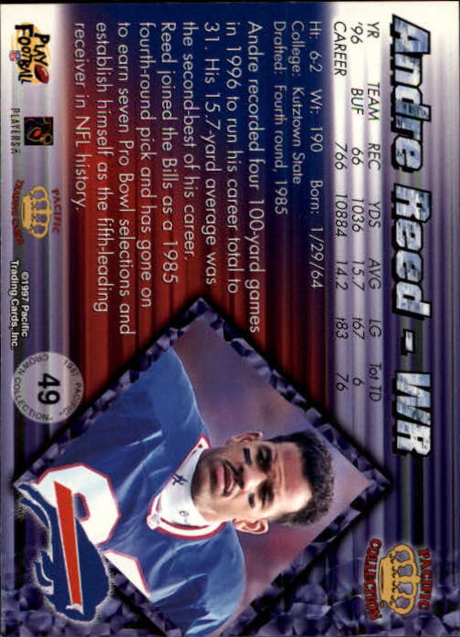 1997 Pacific #49 Andre Reed back image