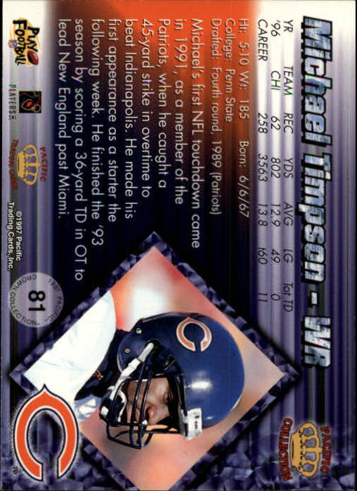 A9372- 1997 Pacific Football Cards 1-250 +Rookies -You Pick- 15+ FREE US SHIP - Picture 155 of 475