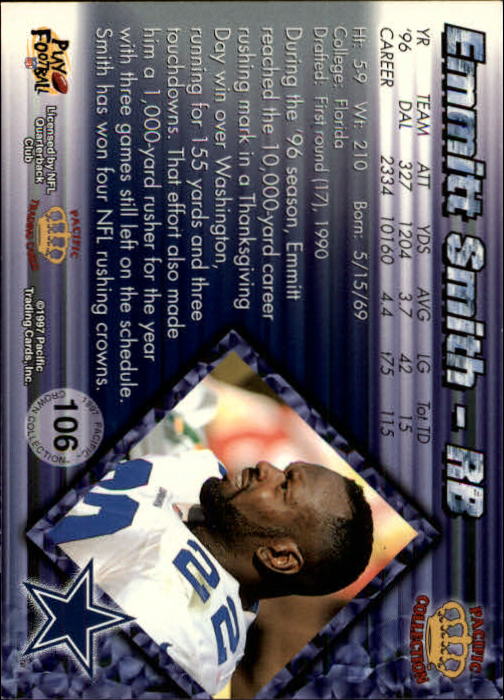 A9372- 1997 Pacific Football Cards 1-250 +Rookies -You Pick- 15+ FREE US SHIP - Picture 203 of 475