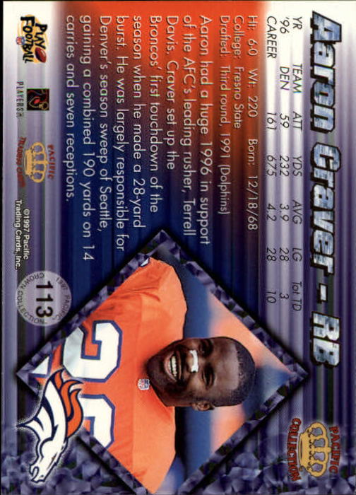 A9372- 1997 Pacific Football Cards 1-250 +Rookies -You Pick- 15+ FREE US SHIP - Picture 217 of 475