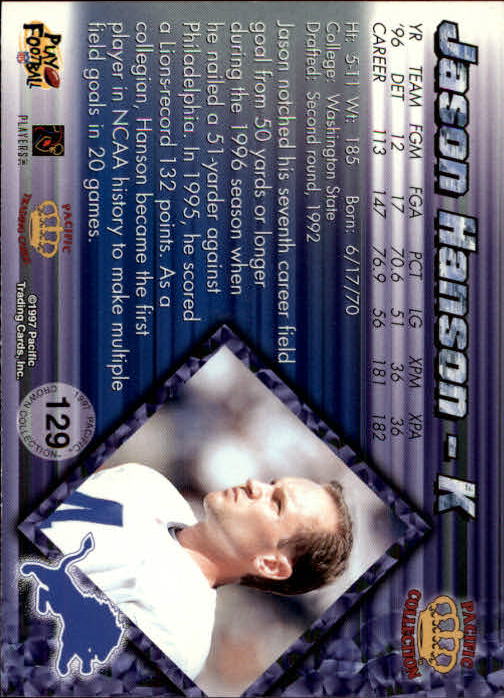 A9372- 1997 Pacific Football Cards 1-250 +Rookies -You Pick- 15+ FREE US SHIP - Picture 247 of 475