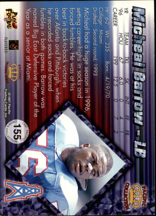 A9372- 1997 Pacific Football Cards 1-250 +Rookies -You Pick- 15+ FREE US SHIP - Picture 297 of 475