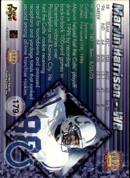 1997 Pacific #179 Marvin Harrison back image