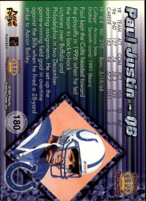 A9372- 1997 Pacific Football Cards 1-250 +Rookies -You Pick- 15+ FREE US SHIP - Picture 347 of 475