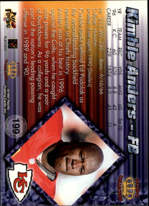 A9372- 1997 Pacific Football Cards 1-250 +Rookies -You Pick- 15+ FREE US SHIP - Picture 385 of 475