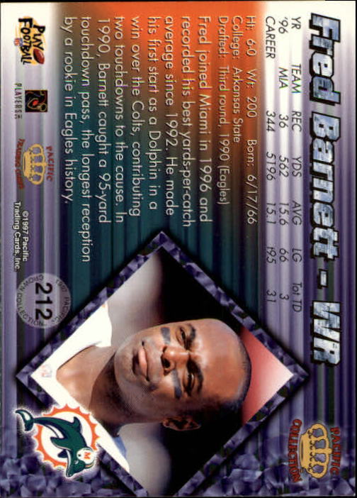 A9372- 1997 Pacific Football Cards 1-250 +Rookies -You Pick- 15+ FREE US SHIP - Picture 409 of 475