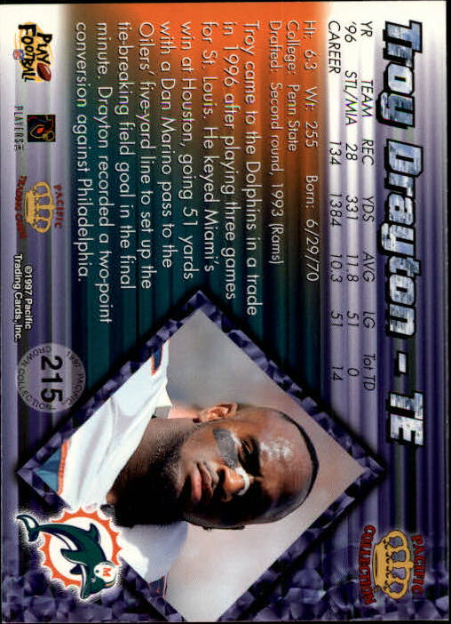 A9372- 1997 Pacific Football Cards 1-250 +Rookies -You Pick- 15+ FREE US SHIP - Picture 415 of 475