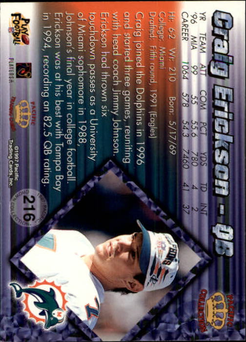 A9372- 1997 Pacific Football Cards 1-250 +Rookies -You Pick- 15+ FREE US SHIP - Picture 417 of 475
