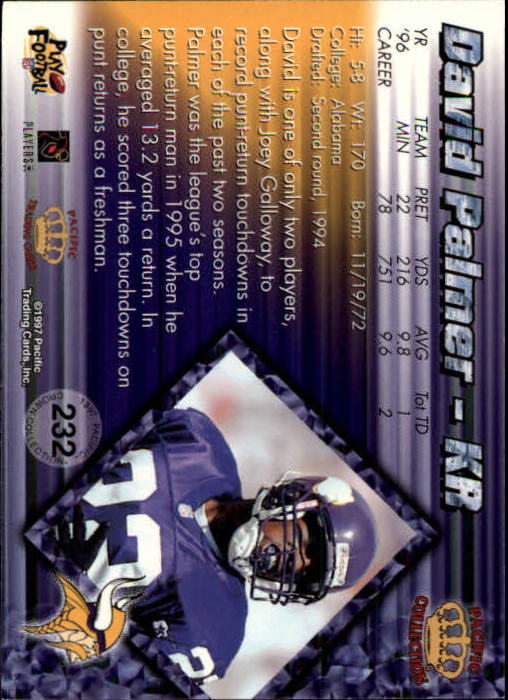 A9372- 1997 Pacific Football Cards 1-250 +Rookies -You Pick- 15+ FREE US SHIP - Picture 447 of 475